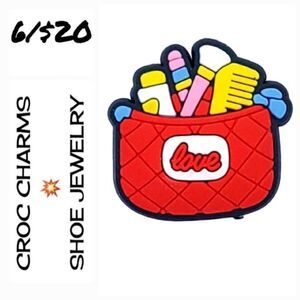 6/$20💋 Makeup Bag Croc Charm Shoe Jewelry Girly Red Cosmetic Brush Case Kit